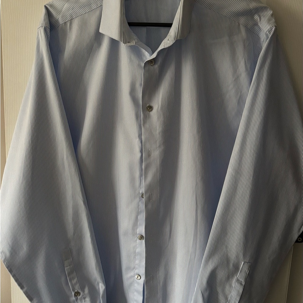 Calvin Klein Men's Blue Pinstripe Dress Shirt